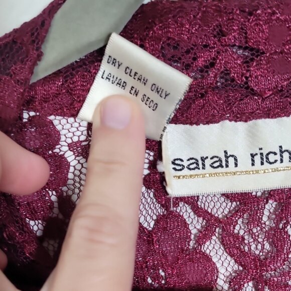 Vintage Women Sheer Lace Maxi Gown 22 Red Renaissance Corset Button Up Witch - Picture 8 of 15